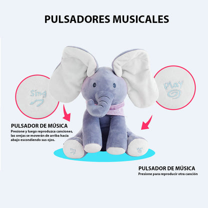 Juguete de Peluche Musical Interactivo de Elefante con Orejas que Aletean